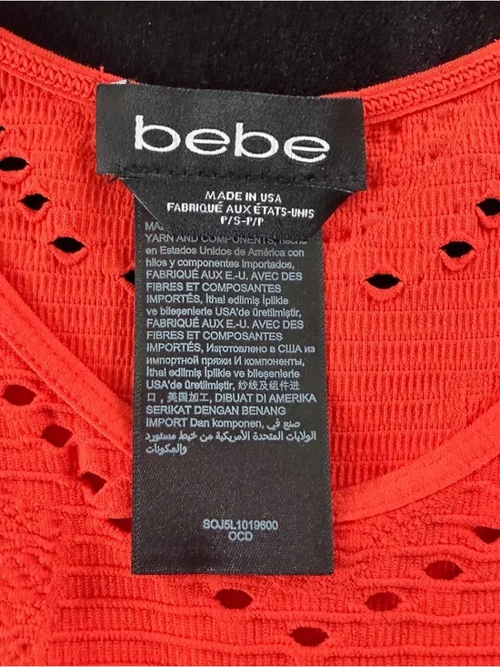 bebe Bright Orange Sleeveless Bodycon Mini Dress Size PS - Picture 3 of 5